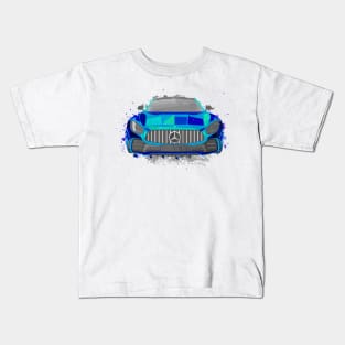 Blue Sports Car Illustration in Watercolor style Kids T-Shirt
